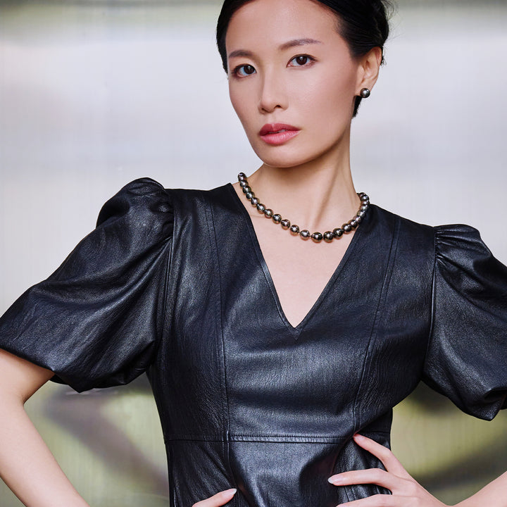 18 Karat Massives Gold REGENBOGEN Tahiti-Perlen-Halskette KN00247