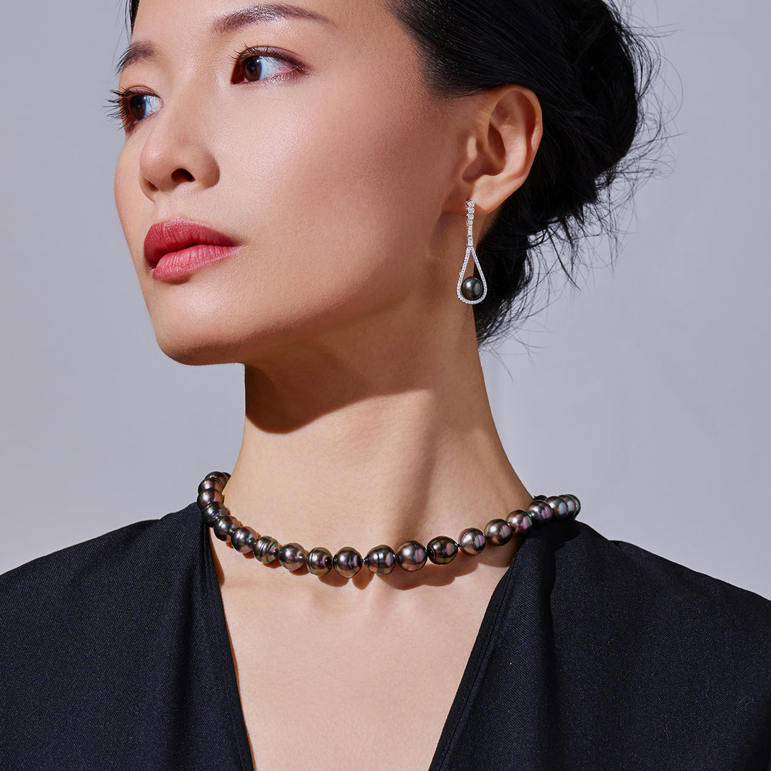 18 Karat Massives Gold REGENBOGEN Tahiti-Perlen-Halskette KN00247