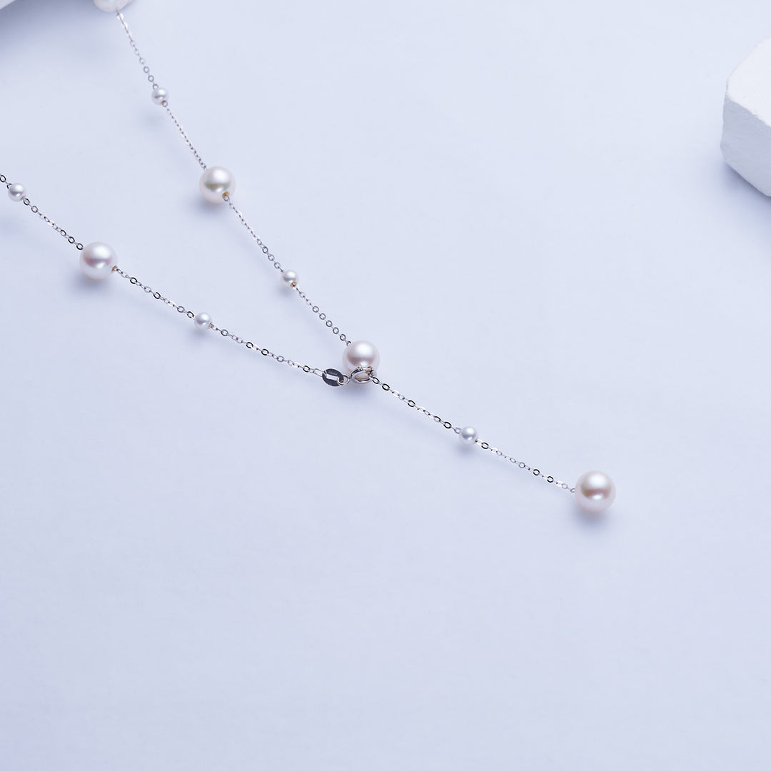 18K Solid Gold Freshwater Pearl Necklace KN00249