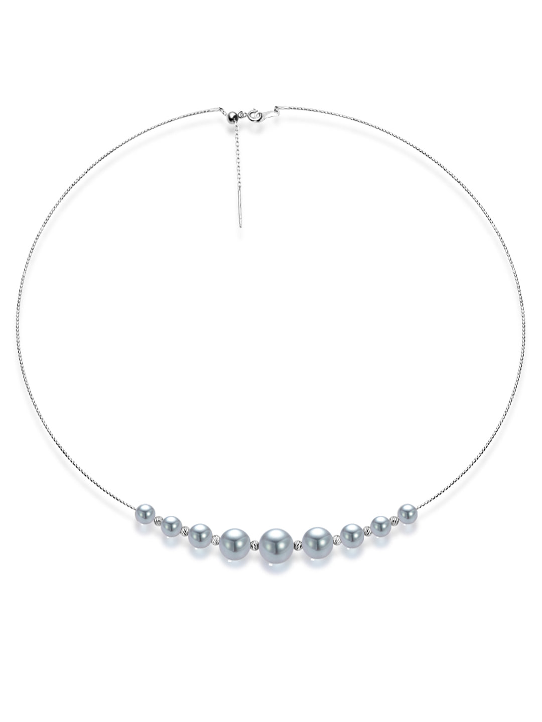 18K Emas Pepejal Perak Biru Kalung Mutiara Akoya KN00250