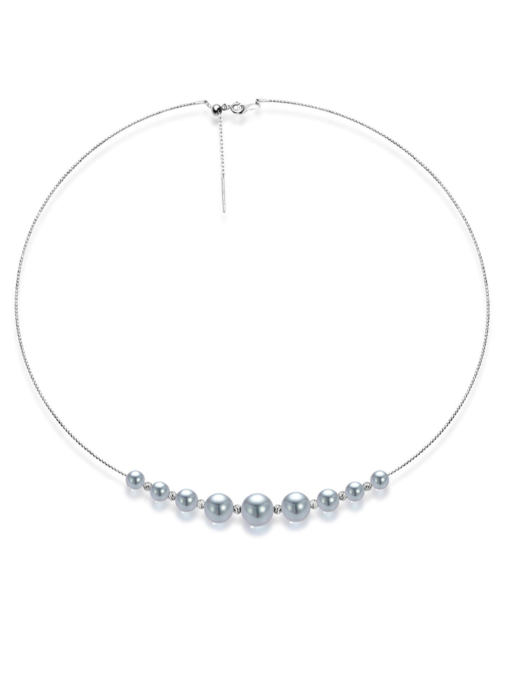 18K Emas Pepejal Perak Biru Kalung Mutiara Akoya KN00250