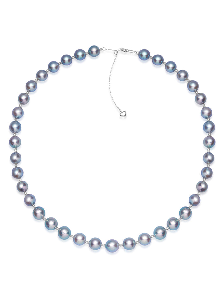 Collier de perles Akoya bleu argent brillant en or 18 carats KN00256