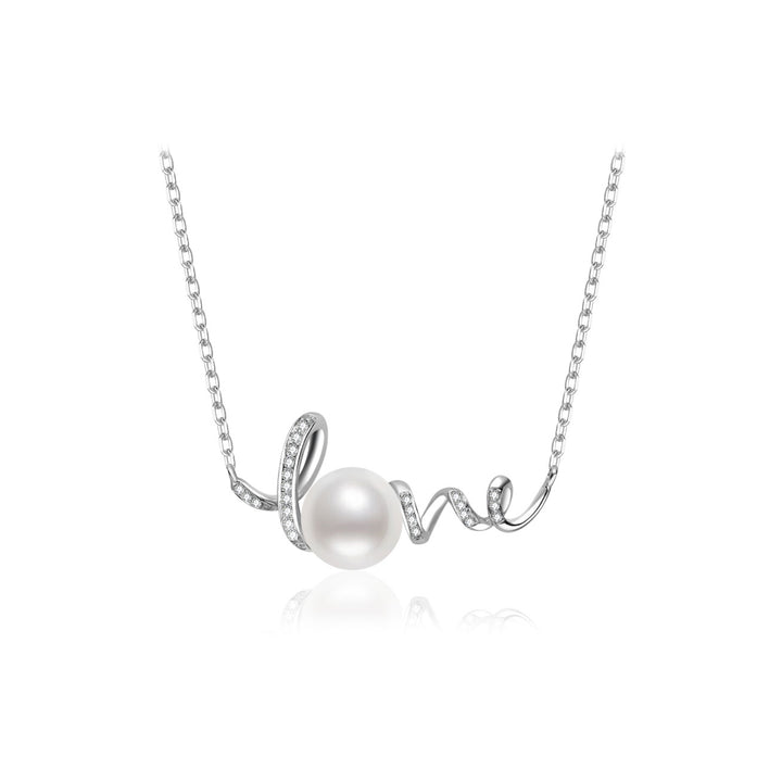 18K Solid Gold Diamond Akoya Pearl Necklace KN00258 | LOVE