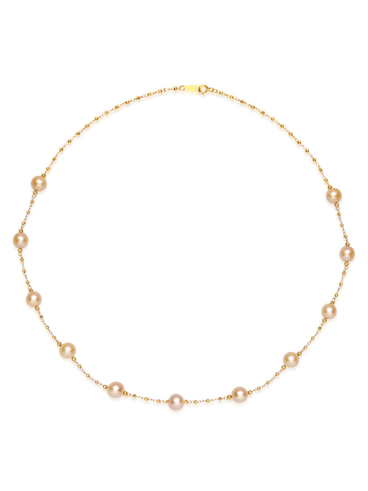 18K ソリッド ゴールド ゴールデン アコヤ パール ネックレス KN00259