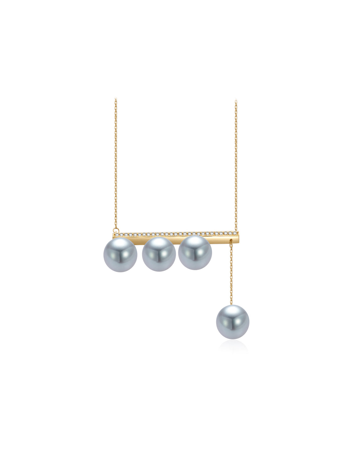 18k纯金银蓝色Akoya珍珠项链 KN00266