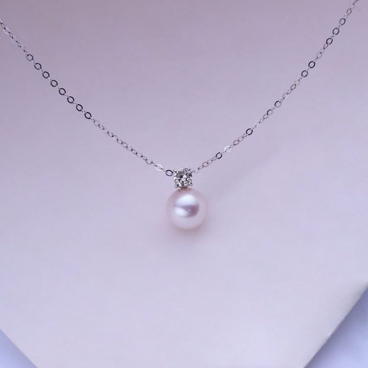 18K Solid Gold Hanadama Akoya Pearl Necklace KN00296