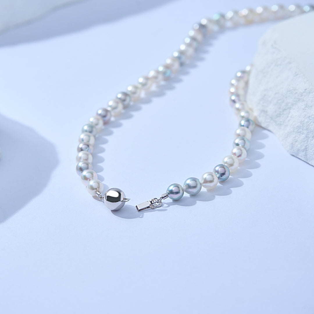 18k Gold Top Lustre Baroque Multi-colour Akoya Pearl Necklace KN00273 - PEARLY LUSTRE