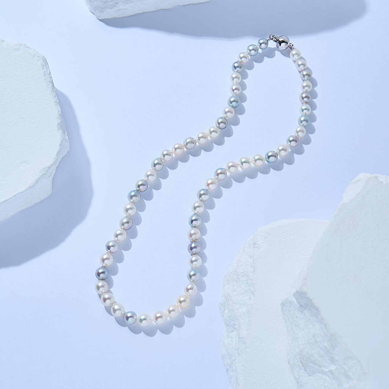 18k Gold Top Lustre Baroque Multi-colour Akoya Pearl Necklace KN00273 - PEARLY LUSTRE