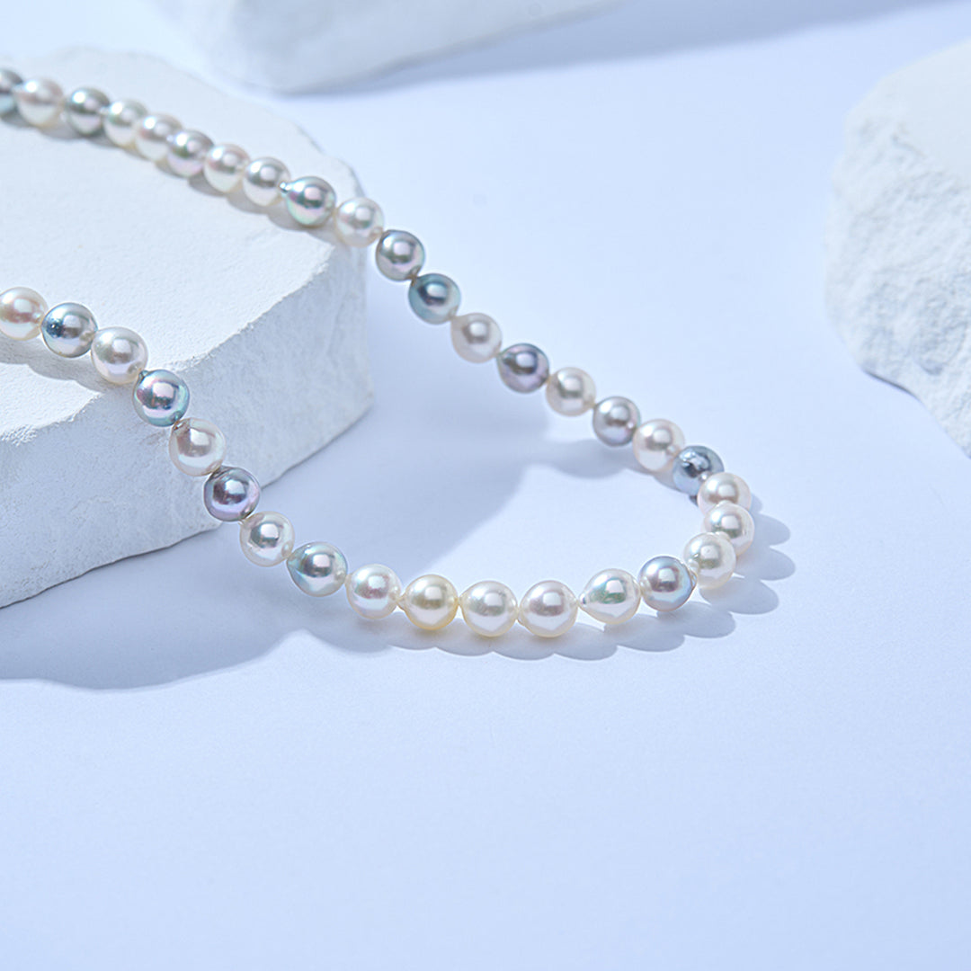Kalung Mutiara Akoya Pelbagai warna Emas 18k Kilauan KN00273