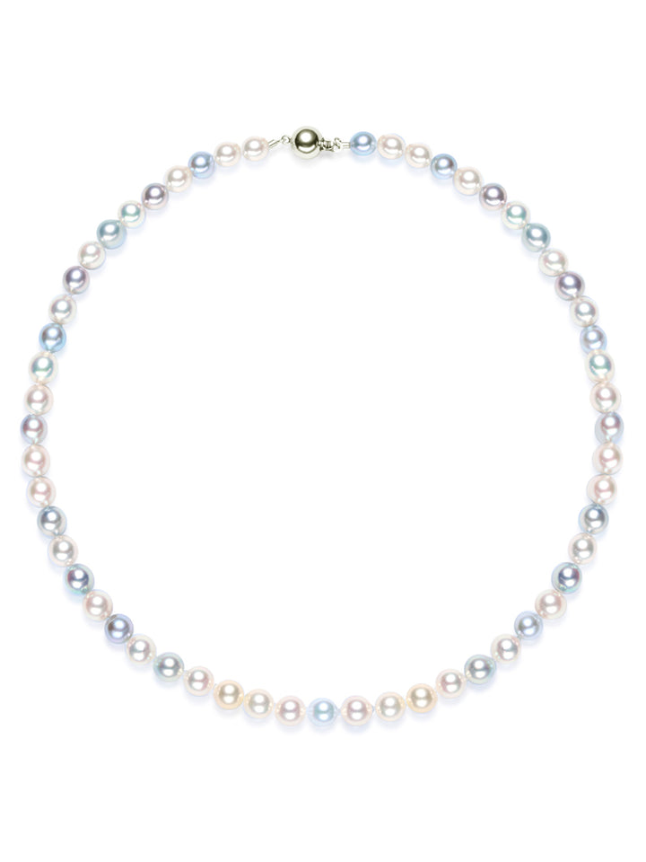 18k Gold Top Lustre Multi-colour Akoya Pearl Necklace KN00273