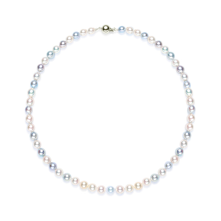 18k Gold Top Lustre Aurora Multi-Color Akoya Pearl Necklace KN00275