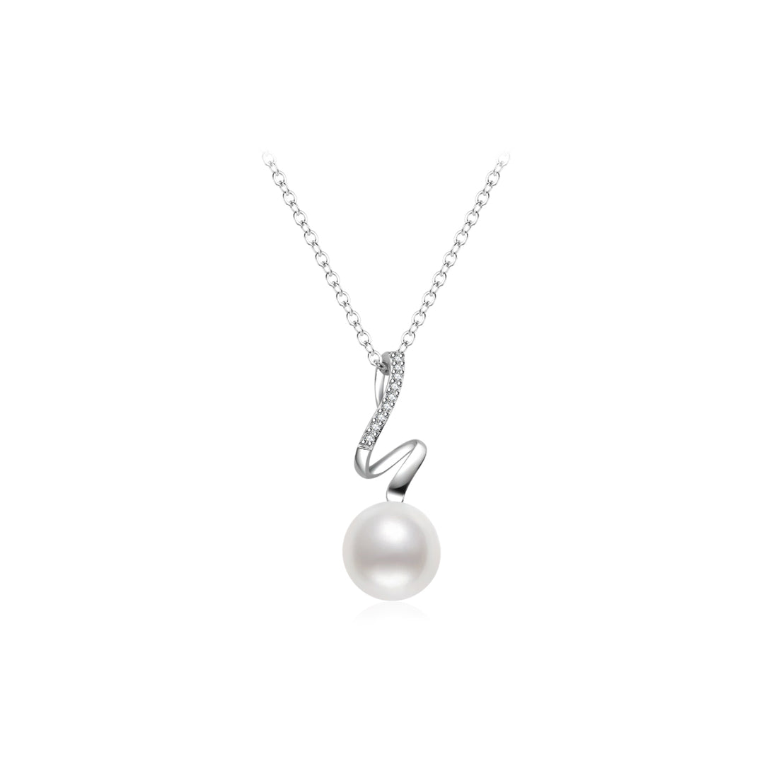 18K Solid Gold Diamond Hanadama Akoya Pearl Necklace KN00277 | S Collection