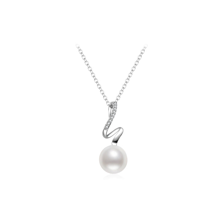 18K Solid Gold Diamond Hanadama Akoya Pearl Necklace KN00277 | S Collection