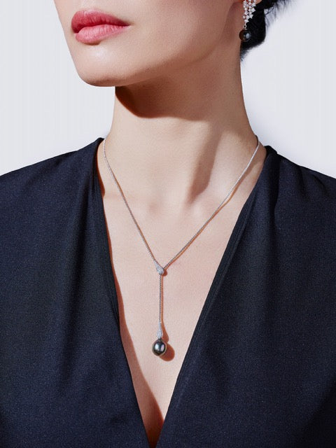 Kalung Mutiara Tahitian 18k Emas Pepejal Berlian KN00281