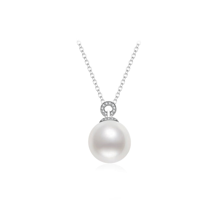 18K Solid Gold Australian White South Sea Pearl Necklace KN00284