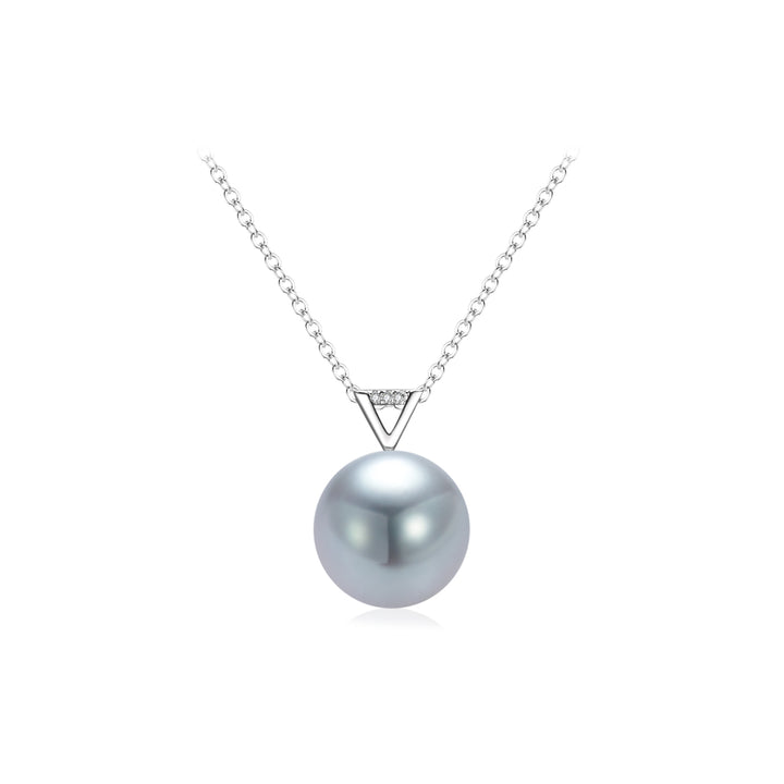 18k Solid Gold Diamond Tahitian Pearl Necklace KN00285 - PEARLY LUSTRE