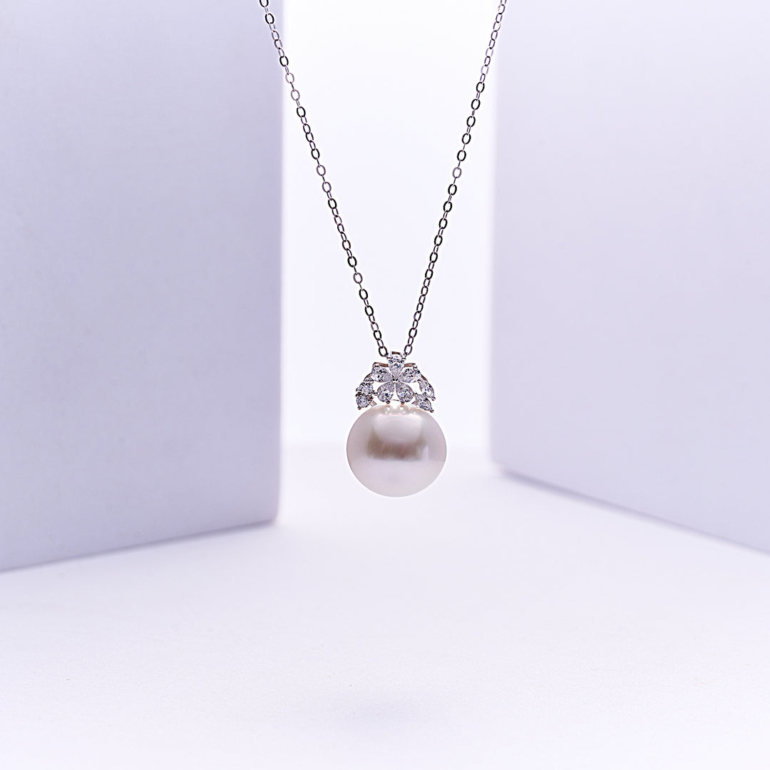 18K Solid Gold Australian White South Sea Pearl Necklace KN00286 - PEARLY LUSTRE