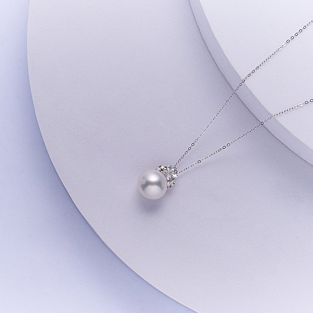 18K Solid Gold Australian White South Sea Pearl Necklace KN00286 - PEARLY LUSTRE