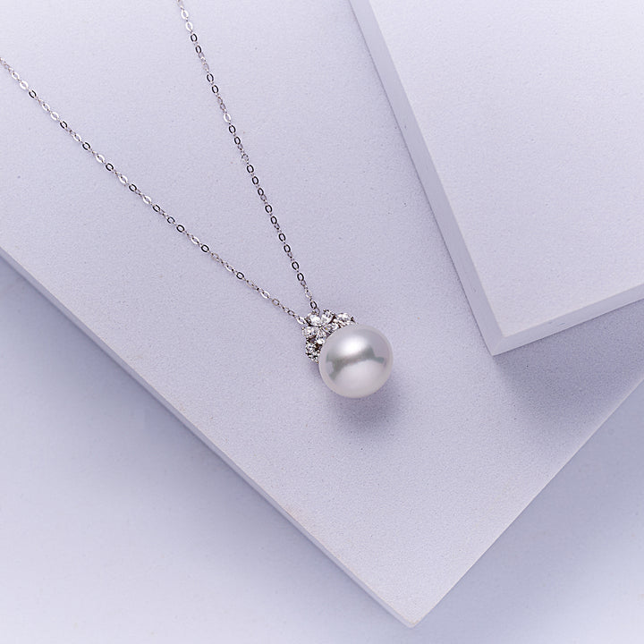 18K Solid Gold Australian White South Sea Pearl Necklace KN00286 - PEARLY LUSTRE