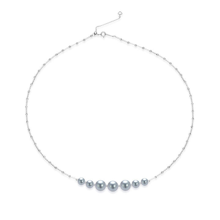 Collier de perles Akoya bleues en or massif 18 carats et argent KN00290