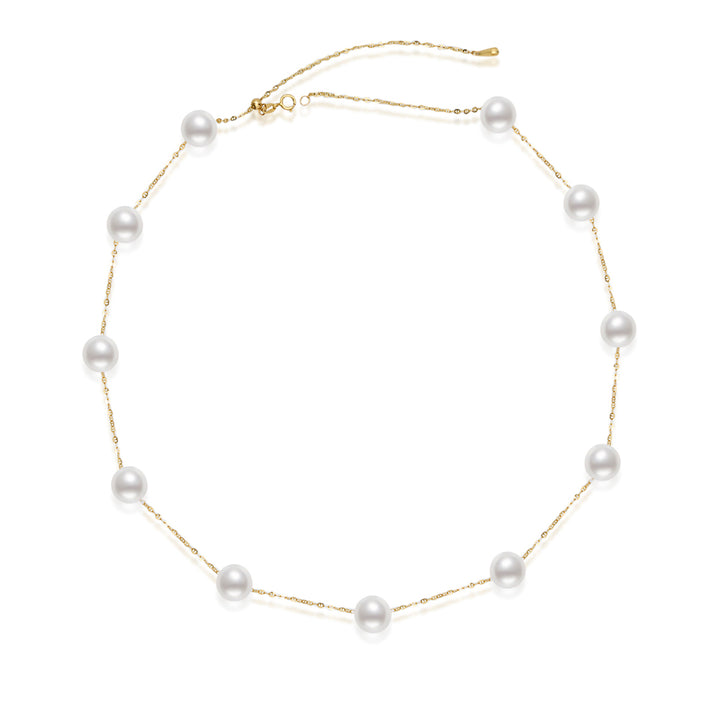 18K Solid Gold Freshwater Pearl Necklace KN00292