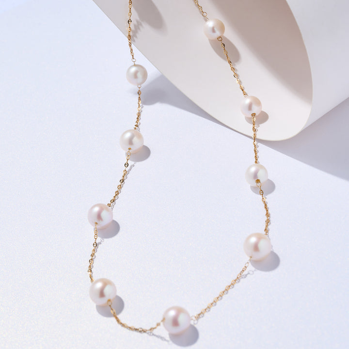 18K Solid Gold Freshwater Pearl Necklace KN00292