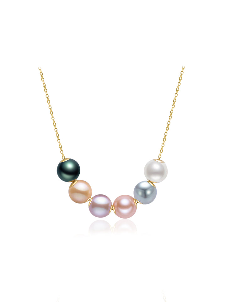 18K Solid Gold﻿ Interchangeable 8-9MM Pearl Necklace KN00301 | POSSIBILITIES