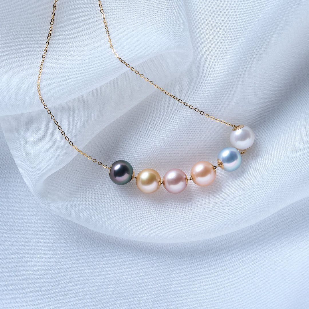 18K Solid Gold﻿ Interchangeable 8-9MM Pearl Necklace KN00301 | Possibilities