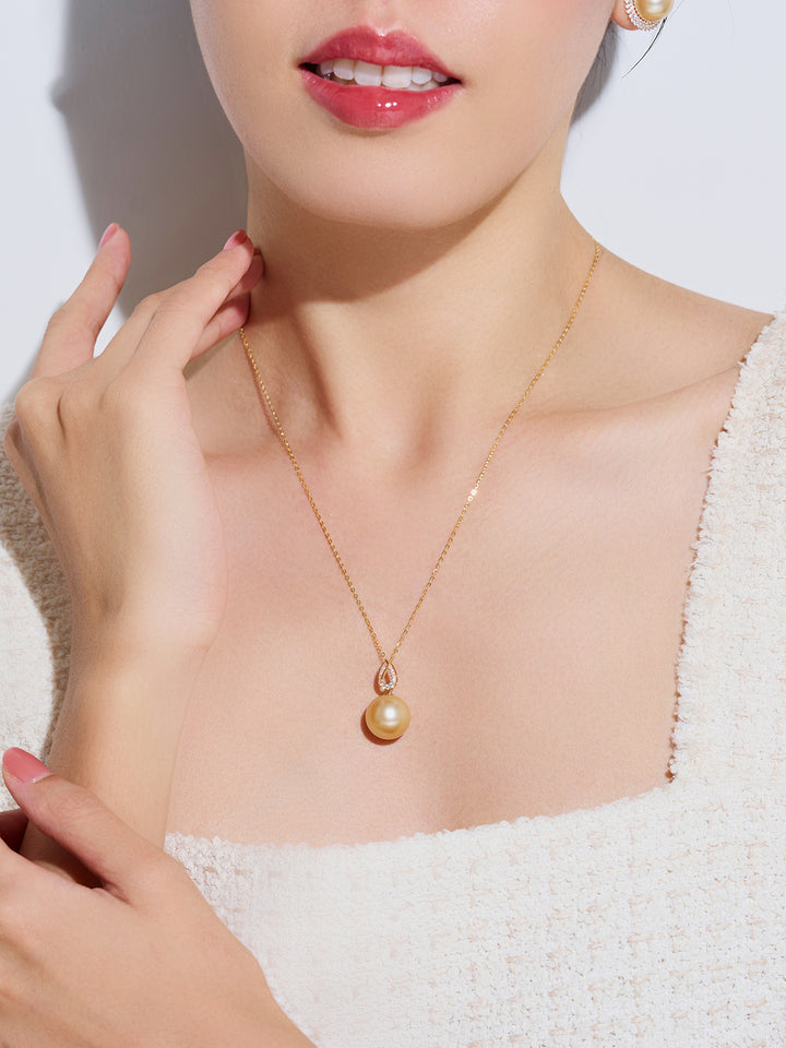 18K Massivgold Südsee Goldene Perlenkette KN00307