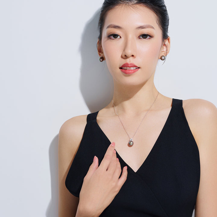 18K Solid Gold Exceptional Saltwater Tahitian Pearl Necklace KN00313