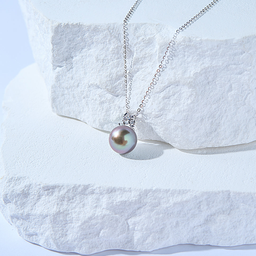 18K Solid Gold Exceptional Saltwater Tahitian Pearl Necklace KN00313