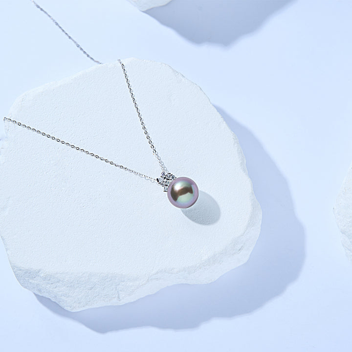 18K Solid Gold Exceptional Saltwater Tahitian Pearl Necklace KN00313