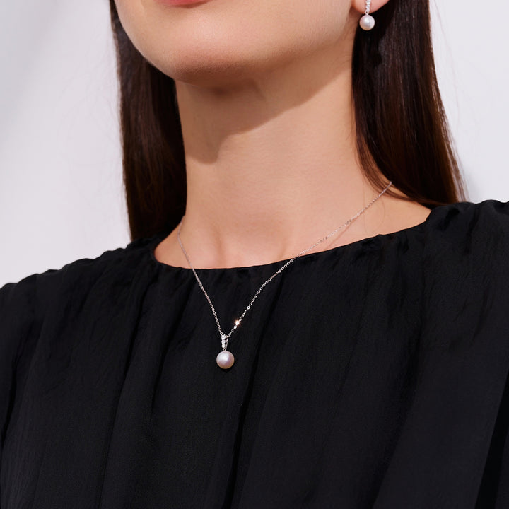 18K Diamond Akoya Pearl Necklace KN00317 | TIMELESS - PEARLY LUSTRE