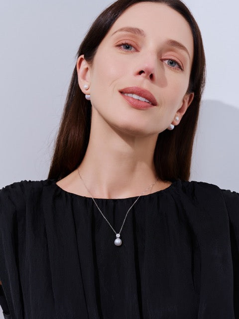 Collana con perla South Sea bianca australiana in oro massiccio 18K KN00318