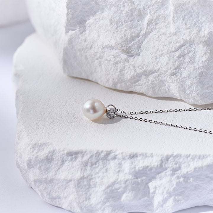 18K Solid Gold Australian White South Sea  Pearl Necklace KN00318