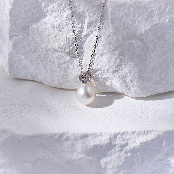 18K Solid Gold Australian White South Sea  Pearl Necklace KN00318