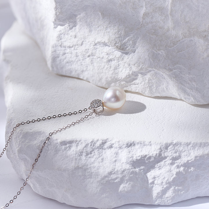 18K Solid Gold Australian White South Sea  Pearl Necklace KN00318