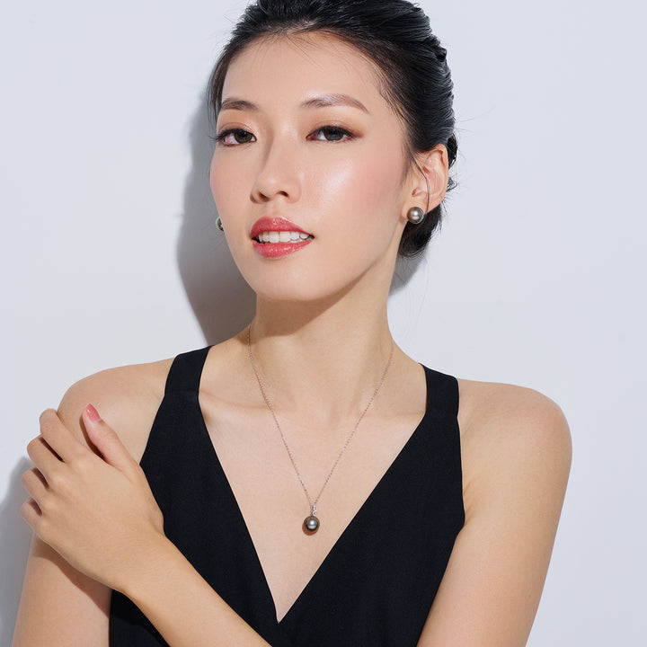 18K Solid Gold Saltwater Tahitian Pearl Necklace KN00319