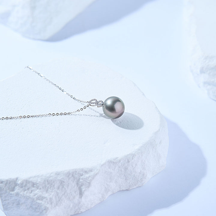 18K Solid Gold Saltwater Tahitian Pearl Necklace KN00319