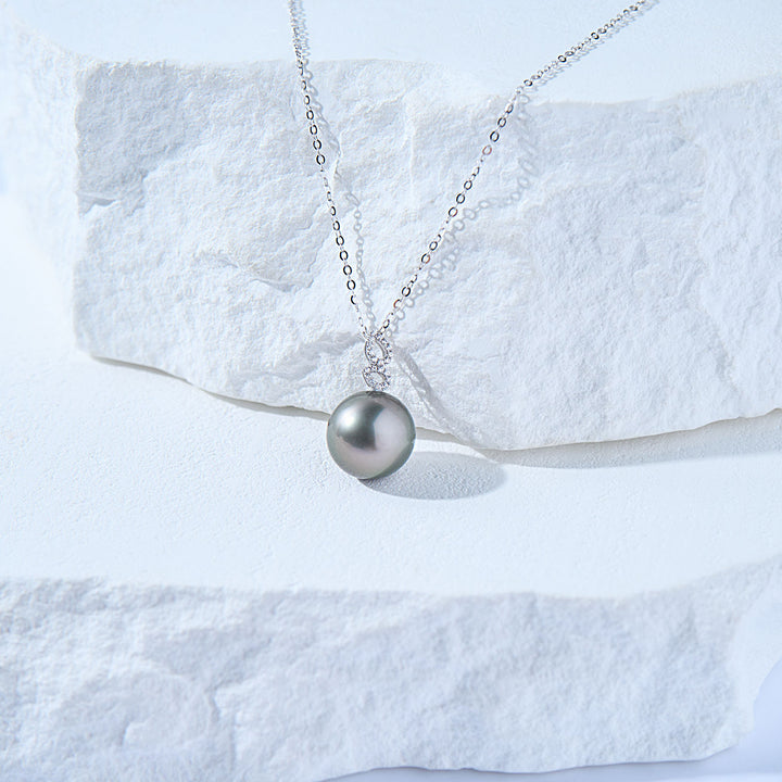 18K Solid Gold Saltwater Tahitian Pearl Necklace KN00319