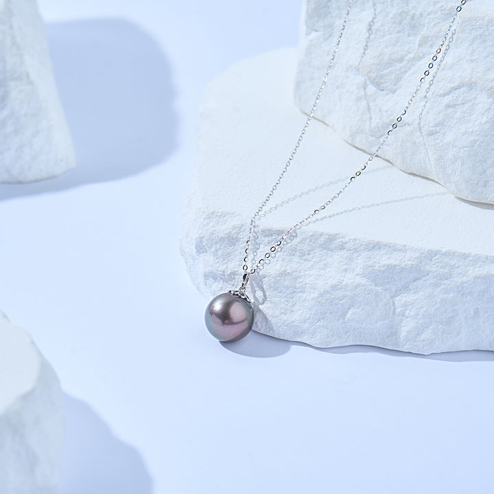 18K Solid Gold Saltwater Tahitian Pearl Necklace KN00323