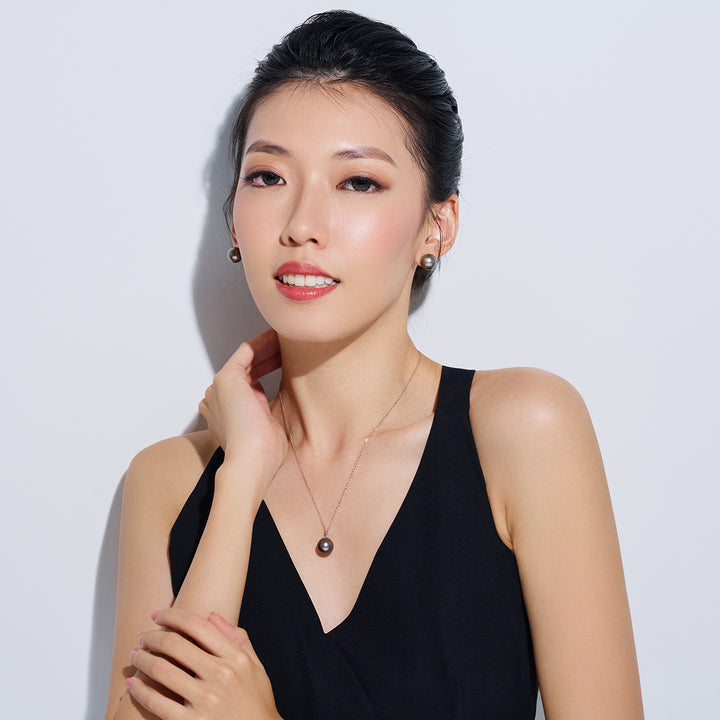 18K Solid Gold Saltwater Tahitian Pearl Necklace KN00323