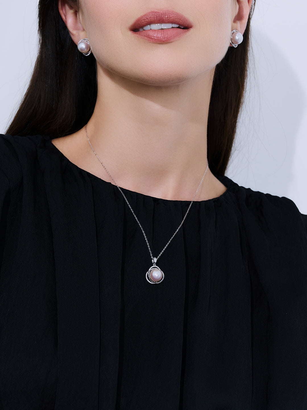18K纯金钻石爱迪生珍珠项链 KN00325 | LADY BOSS