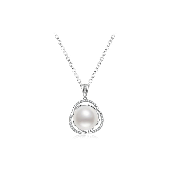 18K Solid Gold Diamond Edison Pearl Necklace KN00325 | Lady Boss - PEARLY LUSTRE