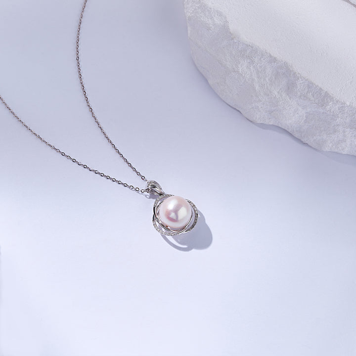 18K Solid Gold Diamond Edison Pearl Necklace KN00325 | Lady Boss - PEARLY LUSTRE