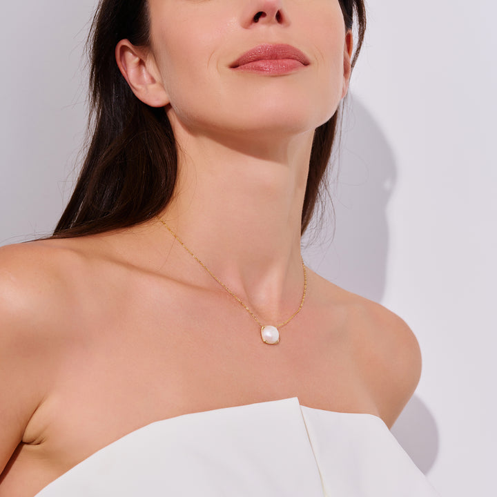 18K Gold Mabe Pearl Necklace KN00327 | DOME - PEARLY LUSTRE