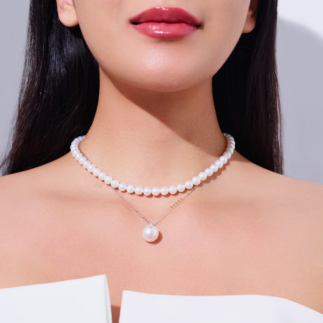 18K Solid Gold Australian White South Sea Pearl Necklace KN00333