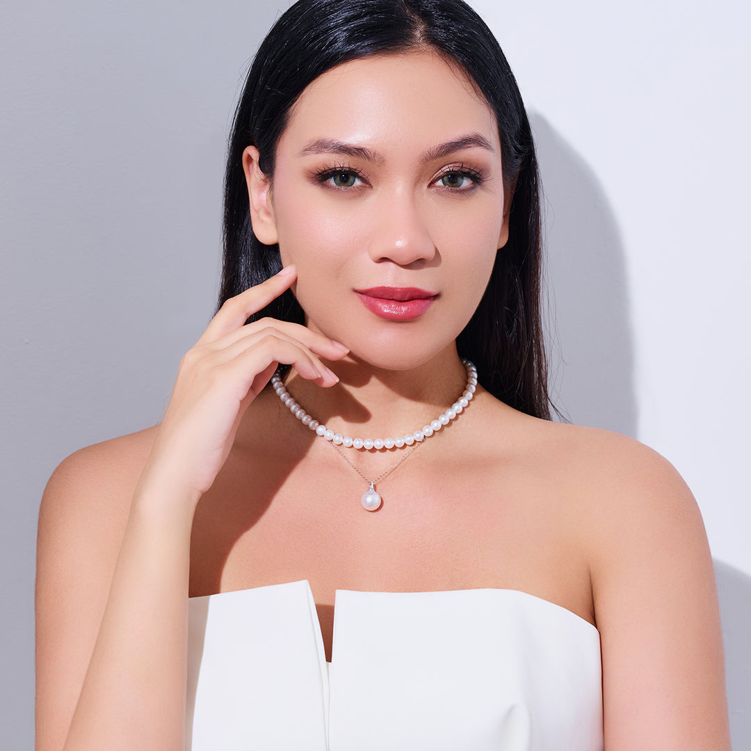 18K Solid Gold Australian White South Sea Pearl Necklace KN00333