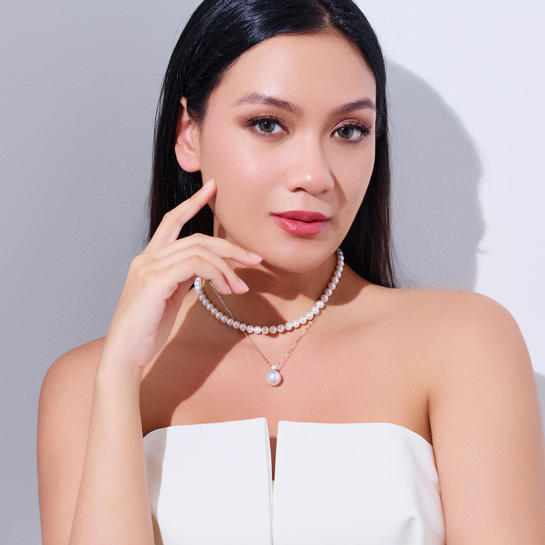 18K Solid Gold  Southsea White Pearl Necklace KN00334