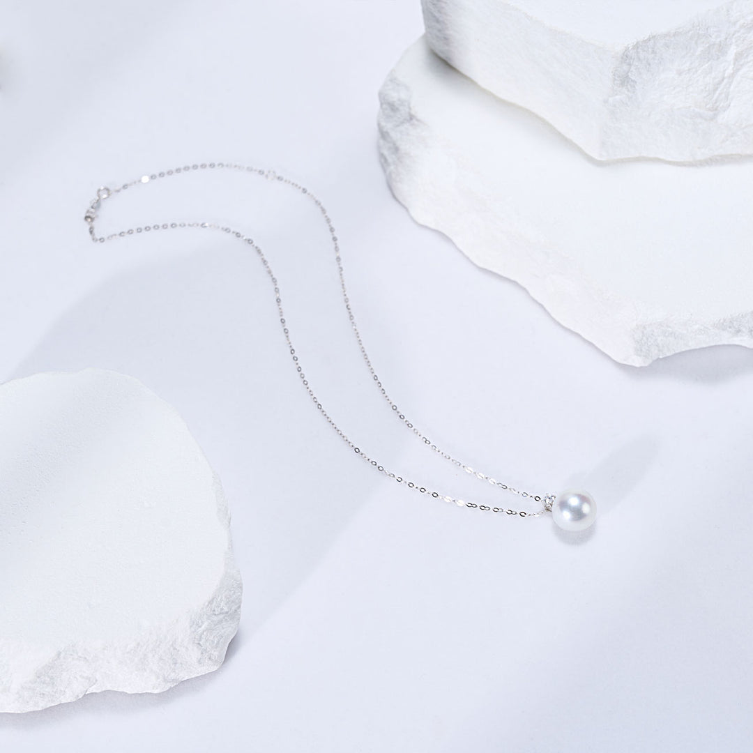 18K Solid Gold  Southsea White Pearl Necklace KN00334